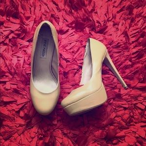 Platform stiletto heels, cream/tan color